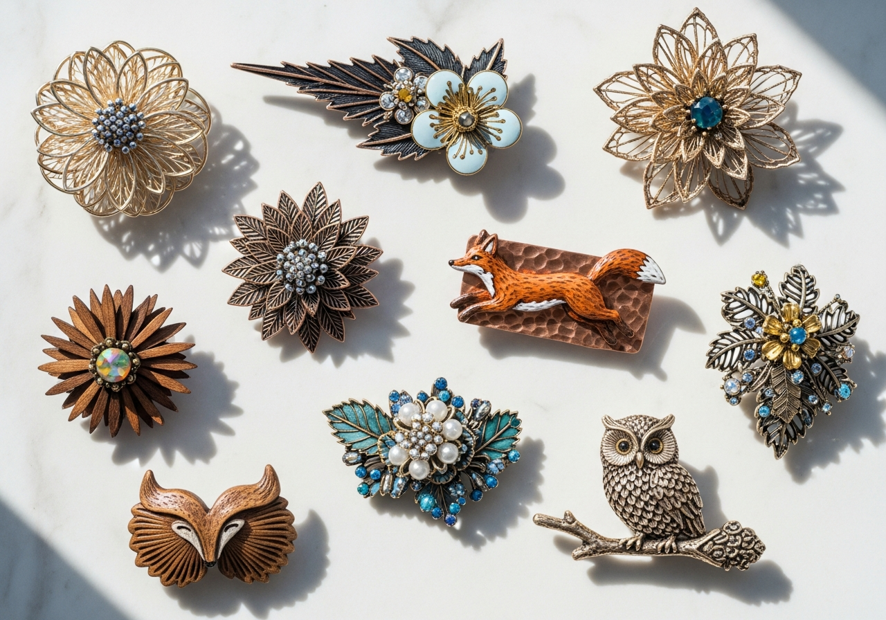 Коллекция готовых брошей ручной работы